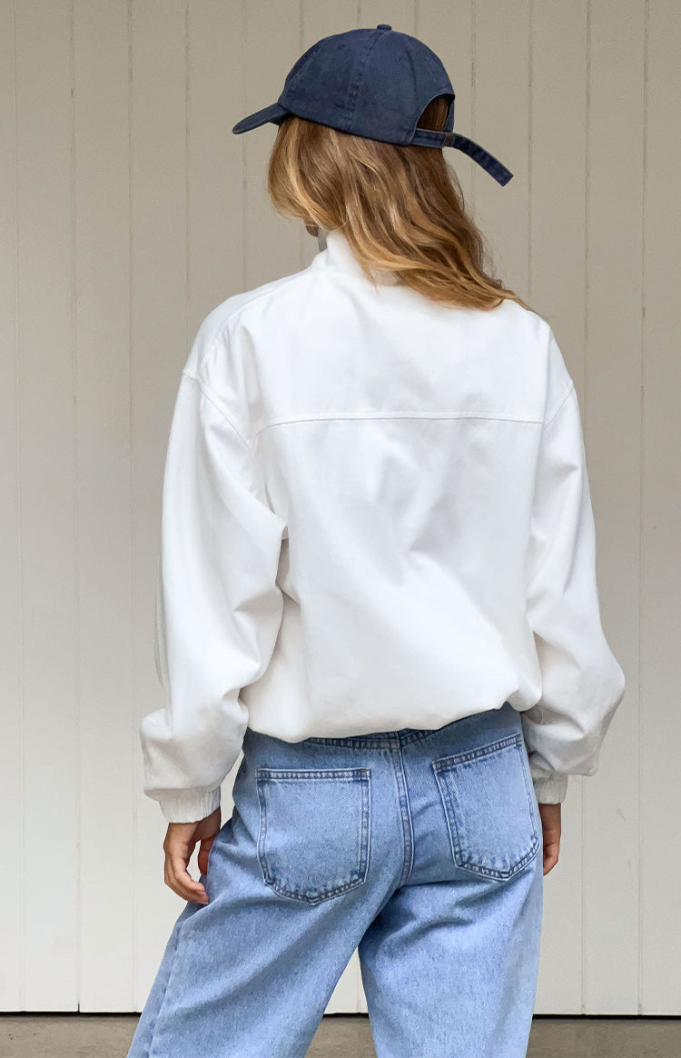 Kalana Cream Contrast Stripe Funnel Neck Jacket — 5