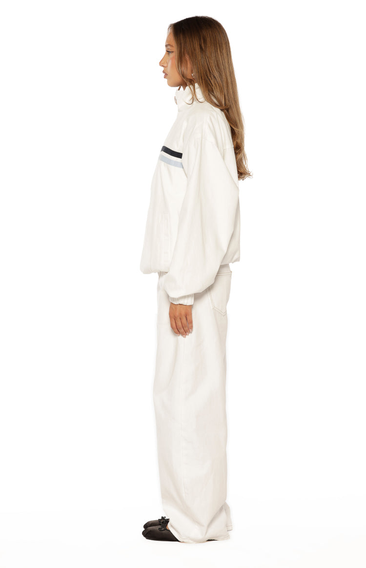 Kalana Cream Contrast Stripe Funnel Neck Jacket — 8