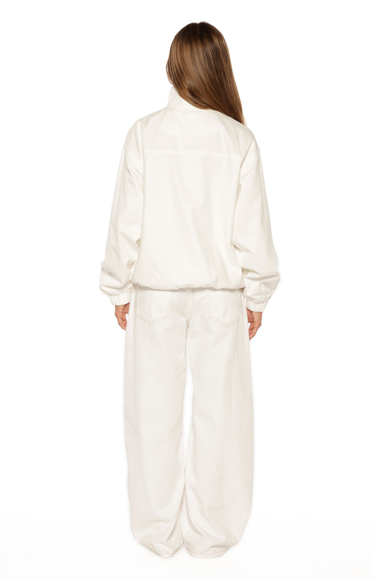 Kalana Cream Contrast Stripe Funnel Neck Jacket — 9