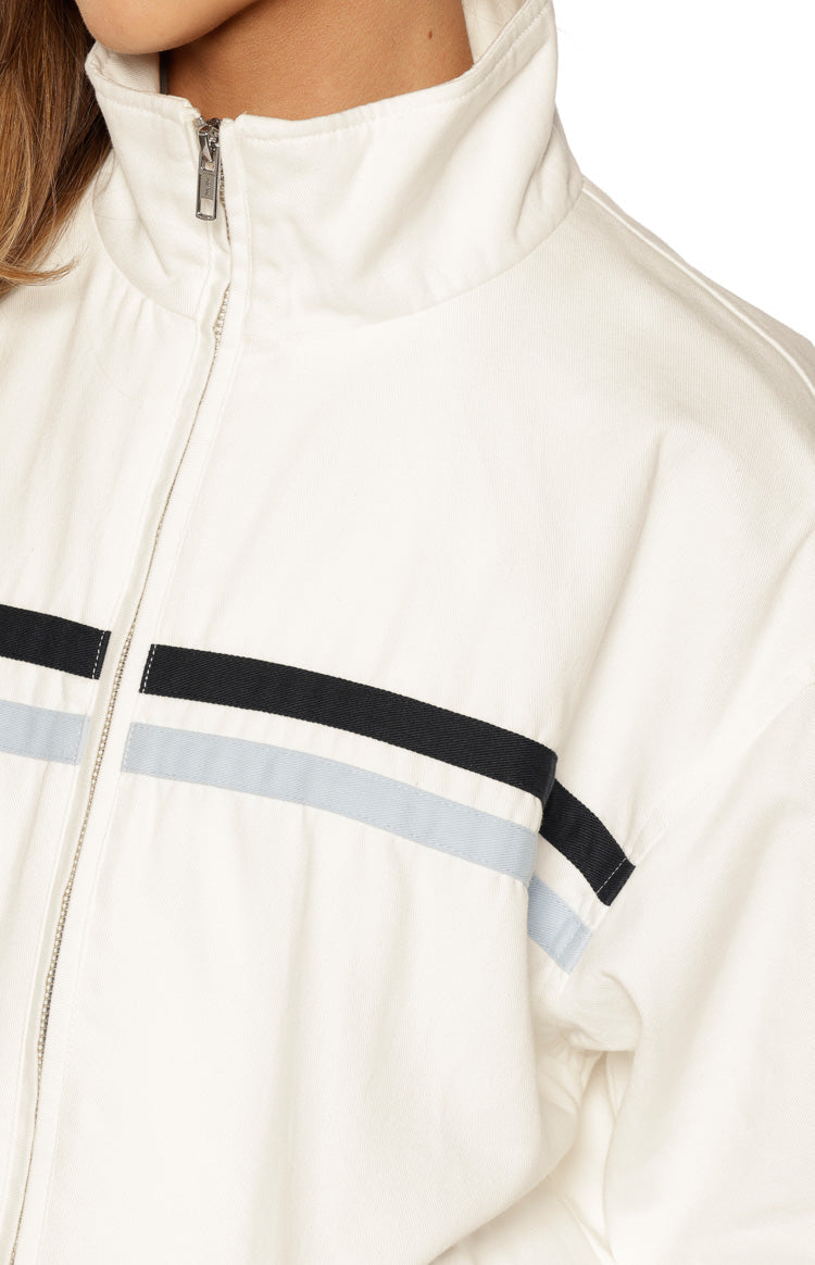 Kalana Cream Contrast Stripe Funnel Neck Jacket — 10