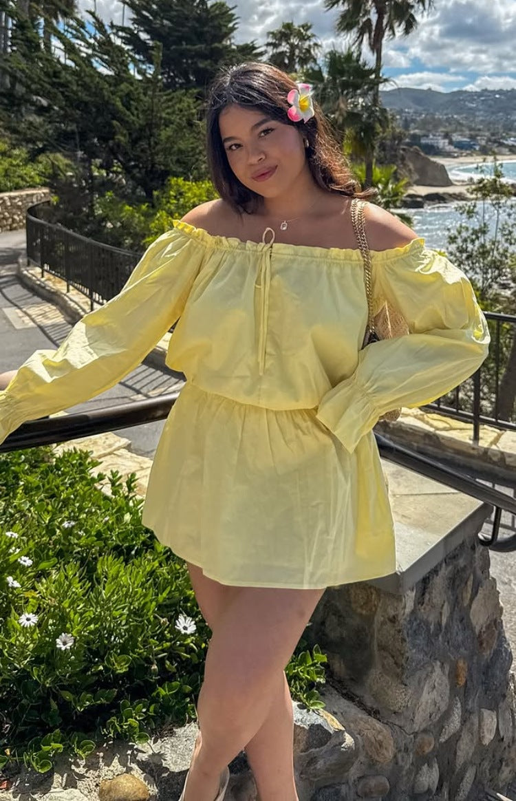 Bode Yellow Bardot Mini Dress — 8