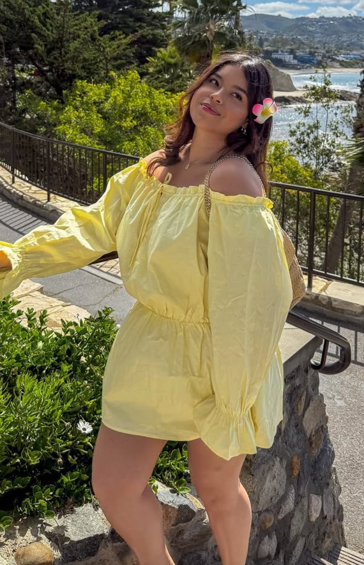 Bode Yellow Bardot Mini Dress — 9