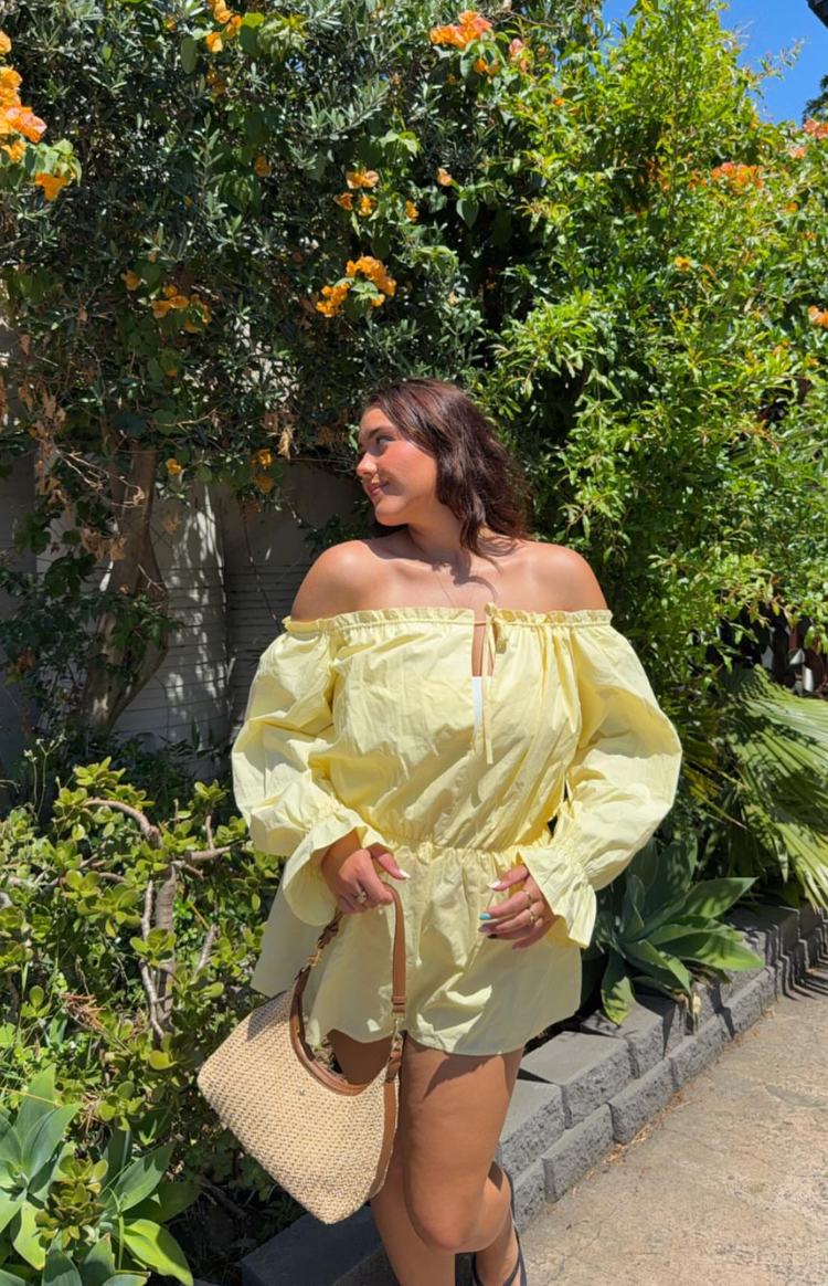 Bode Yellow Bardot Mini Dress — 11