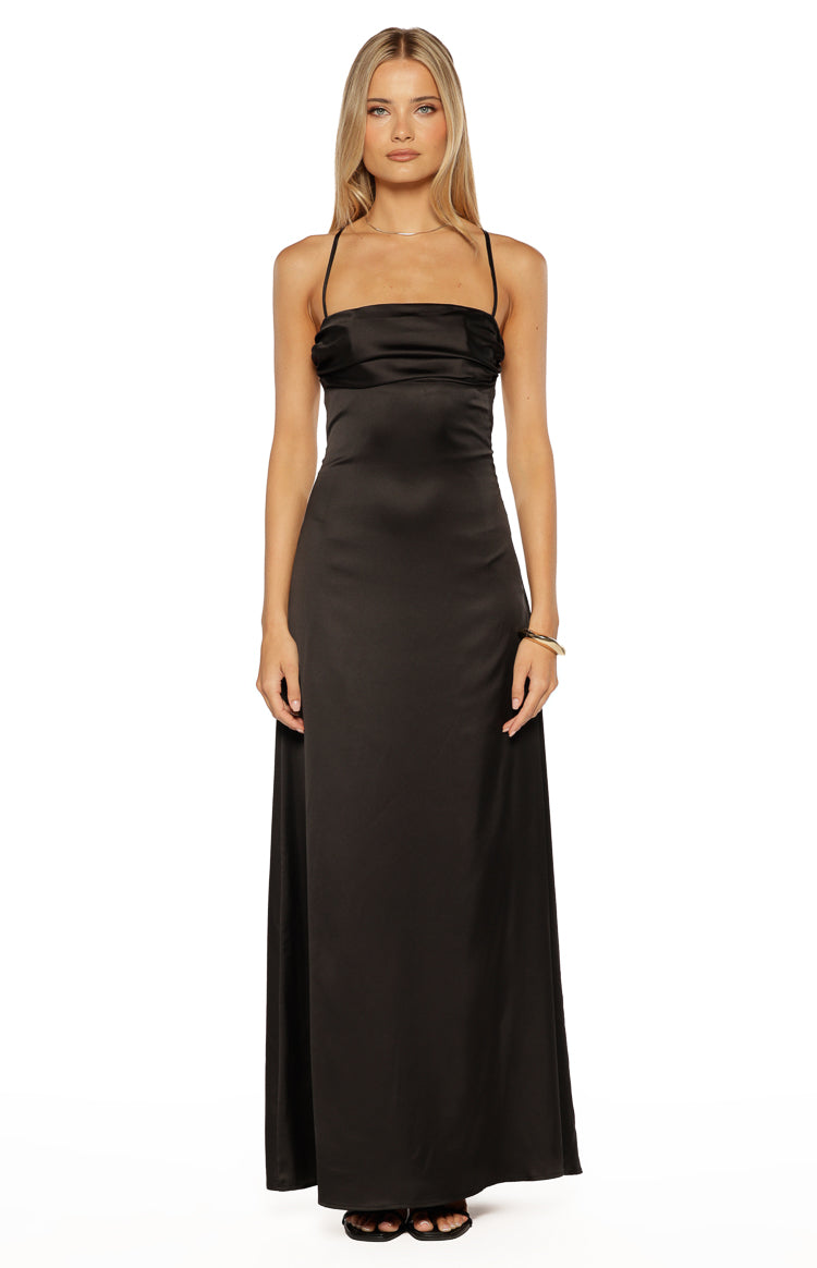 Blaise Black Satin Maxi Dress — 5