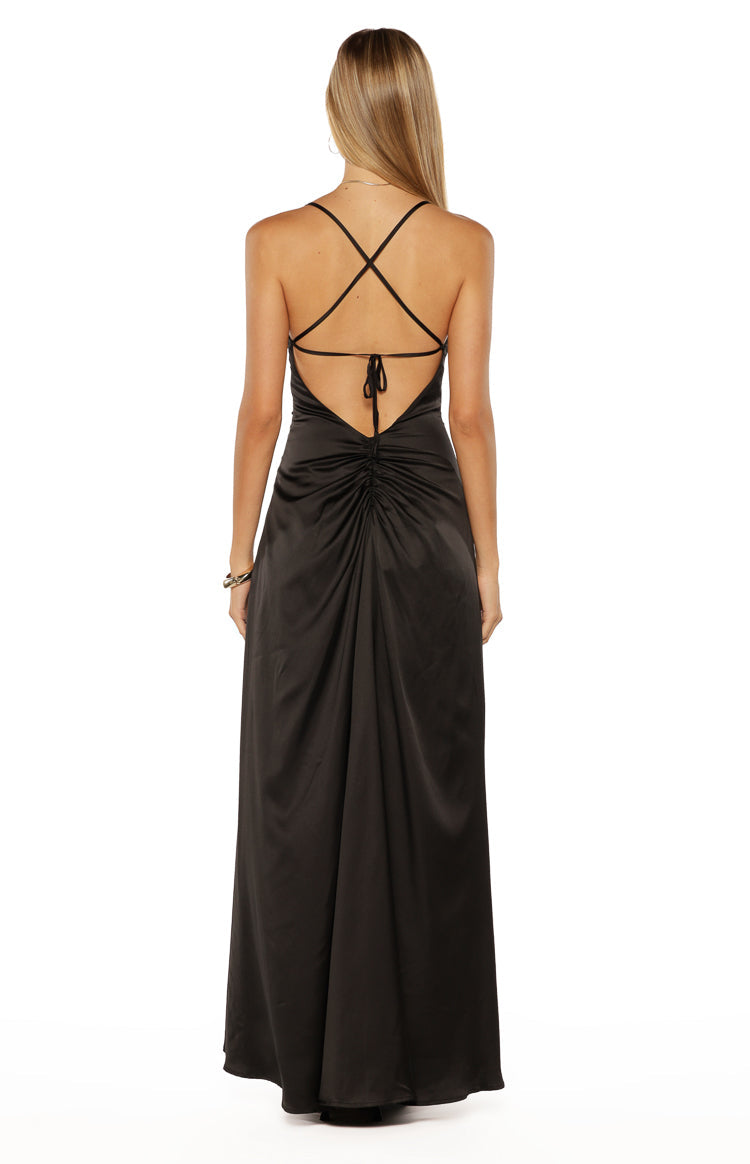 Blaise Black Satin Maxi Dress — 7