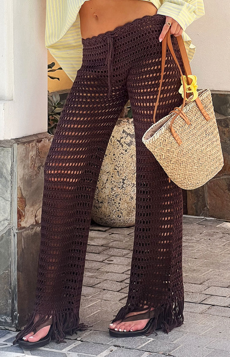 Pixie Brown Crochet Pants — 1
