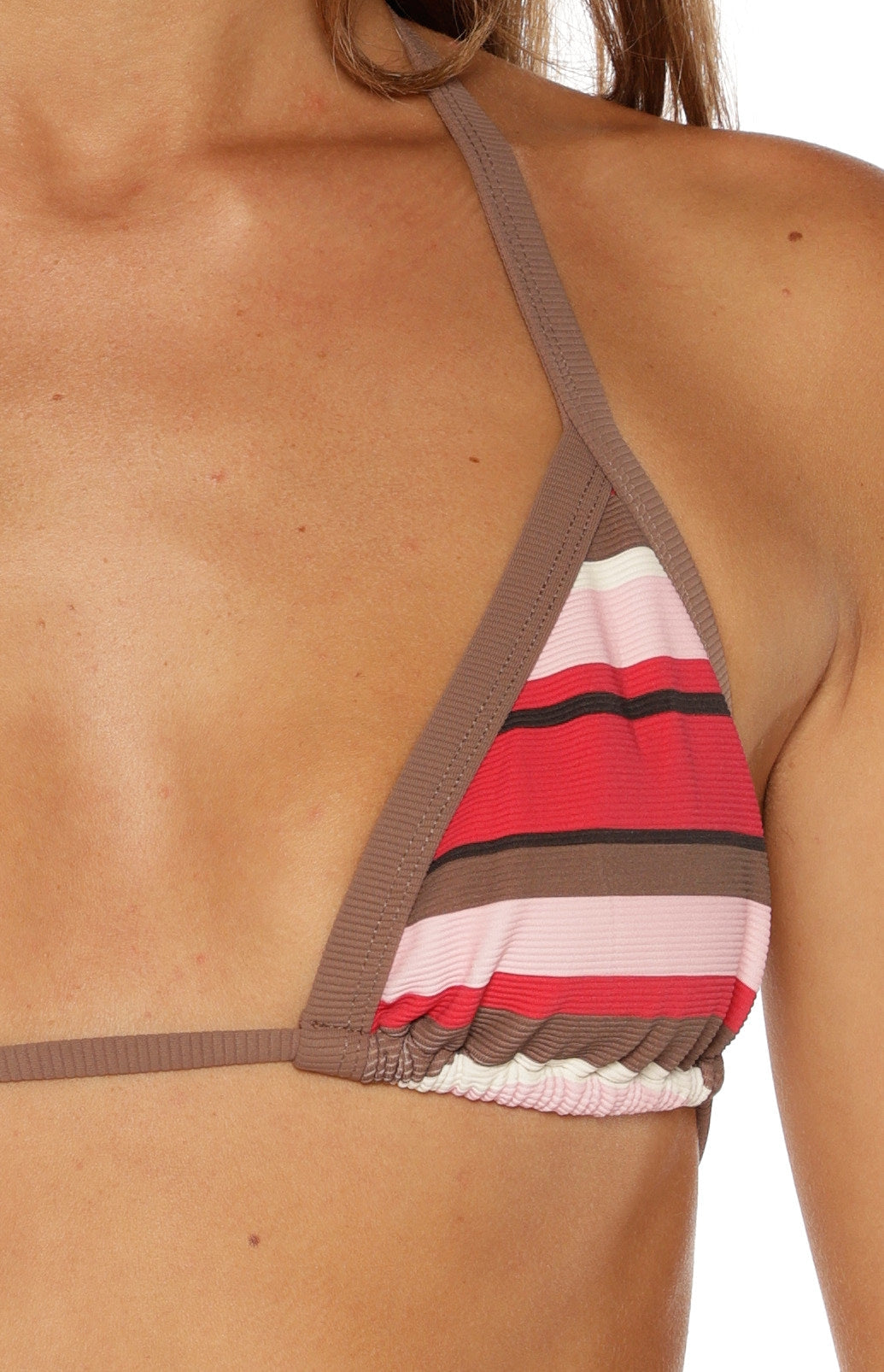 Sofie Pink Multi Stripe Contrast Bind Triangle Bikini Top — 9