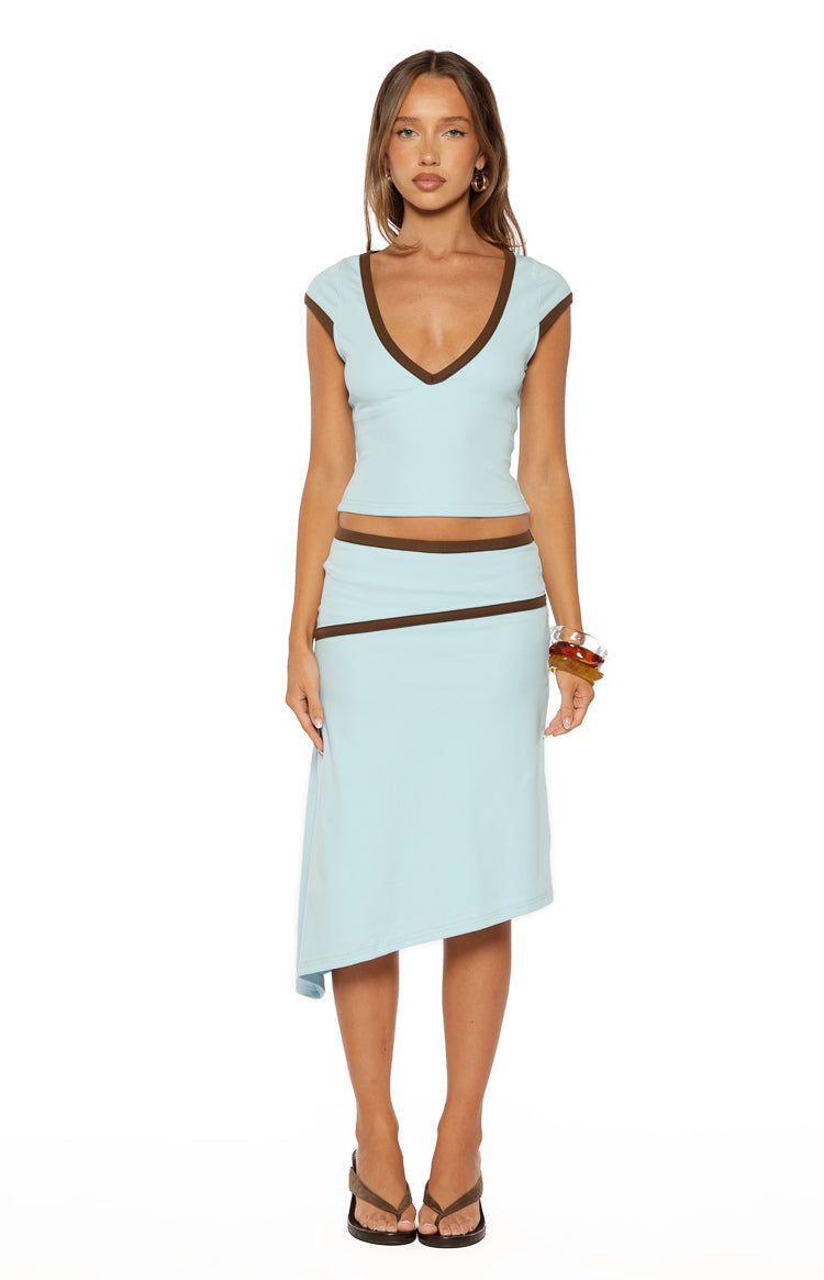 Levi Blue Contrast Bind Jersey Top — 15
