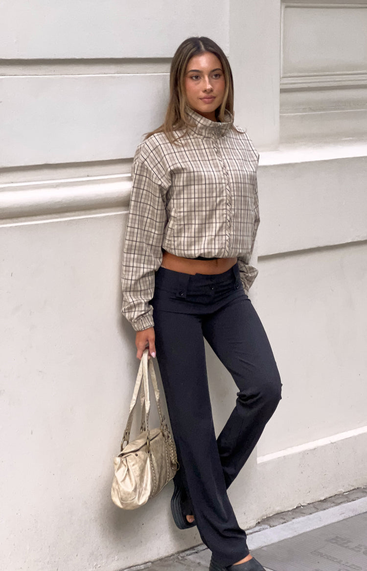 Lee Beige Plaid Funnel Neck Jacket — 6