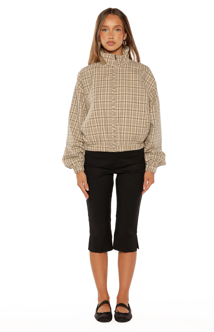 Lee Beige Plaid Funnel Neck Jacket — 8