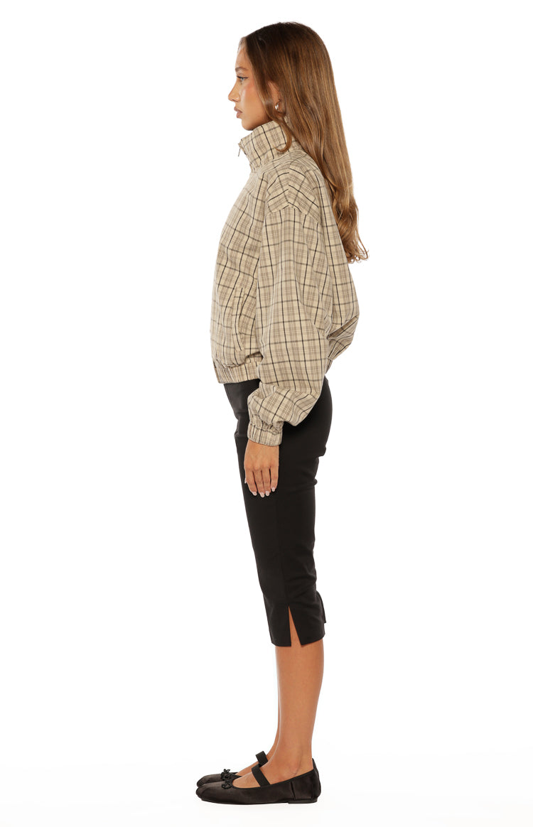Lee Beige Plaid Funnel Neck Jacket — 9