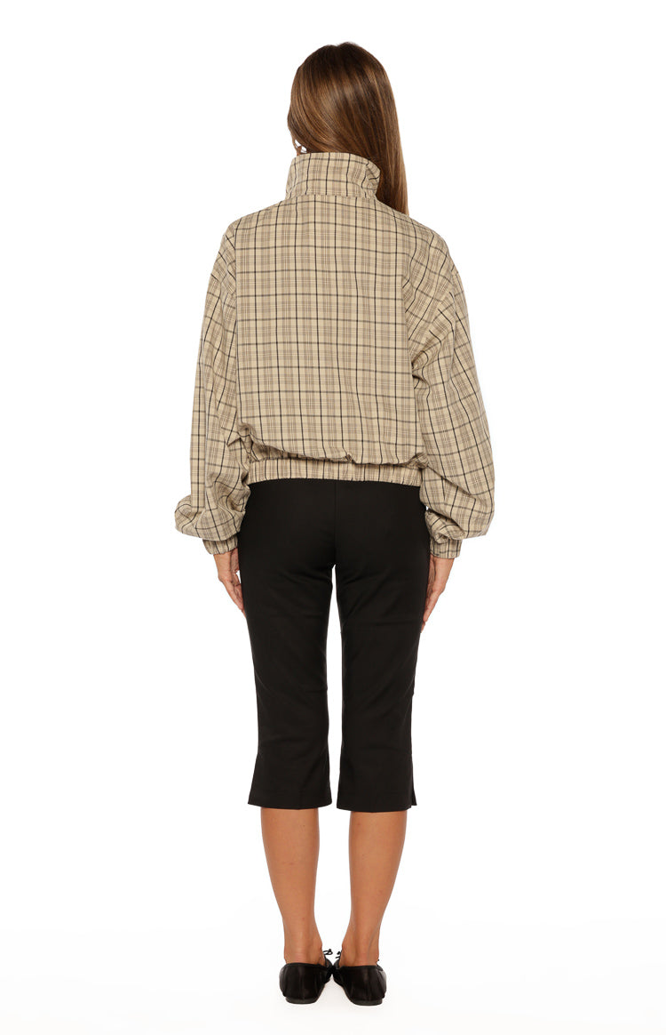 Lee Beige Plaid Funnel Neck Jacket — 10