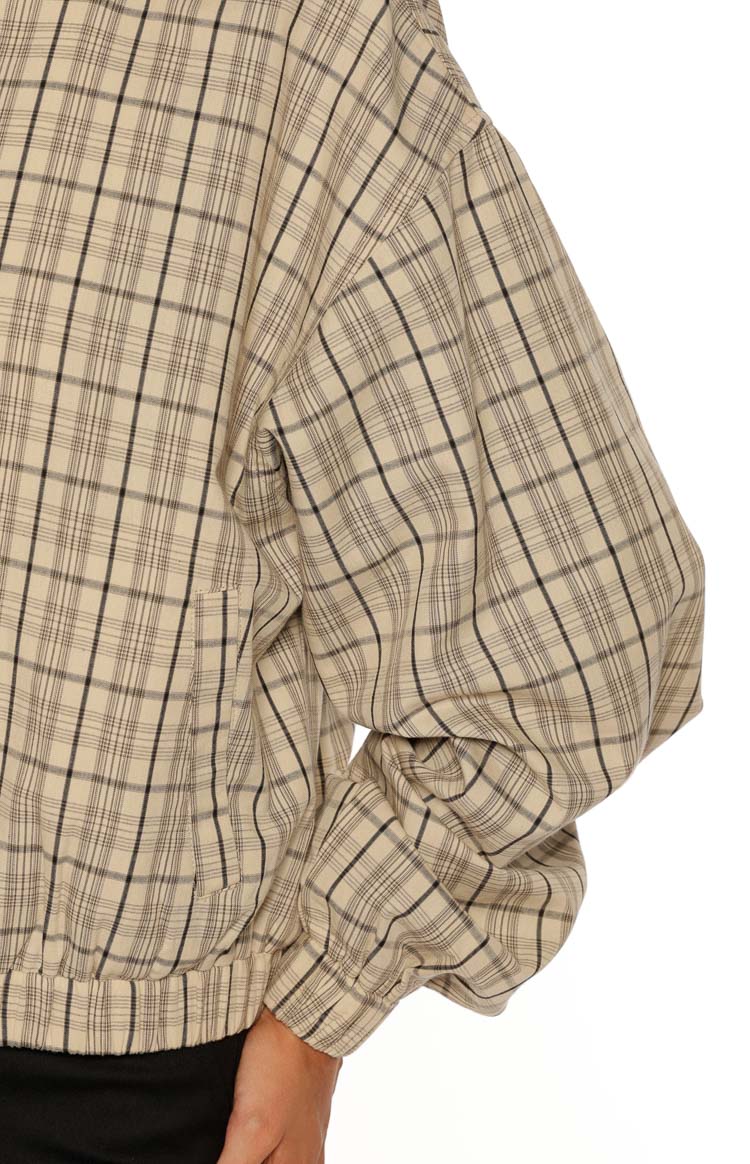 Lee Beige Plaid Funnel Neck Jacket — 11