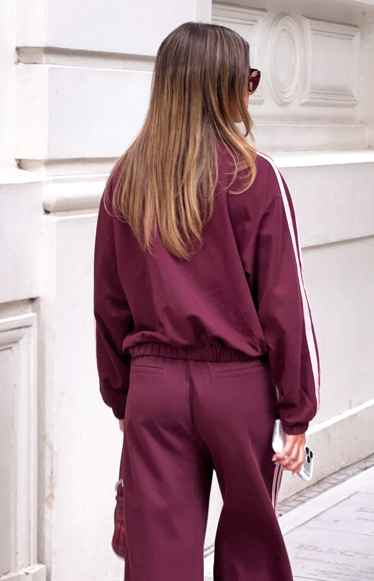 Kosie Burgundy and Pink Stripe Track Jacket — 6