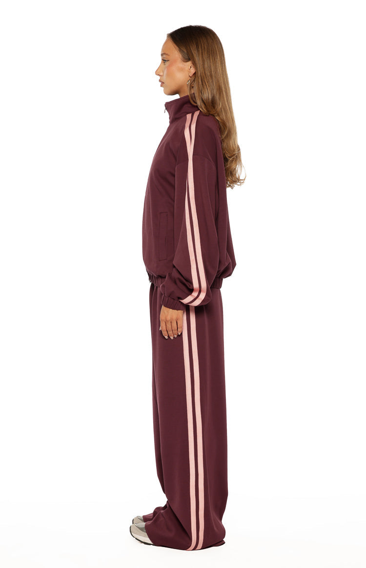 Kosie Burgundy and Pink Stripe Track Jacket — 11