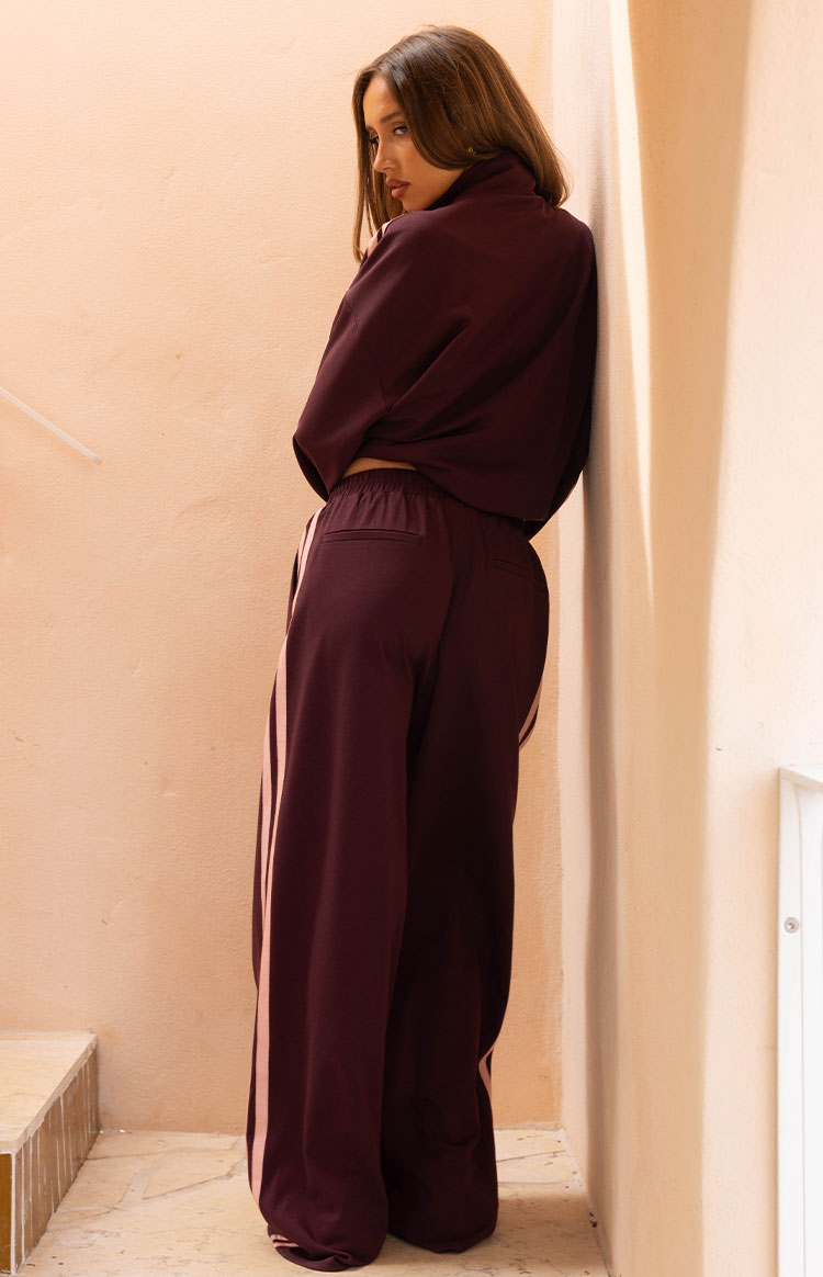 Kosie Burgundy and Pink Stripe Track Jacket — 17