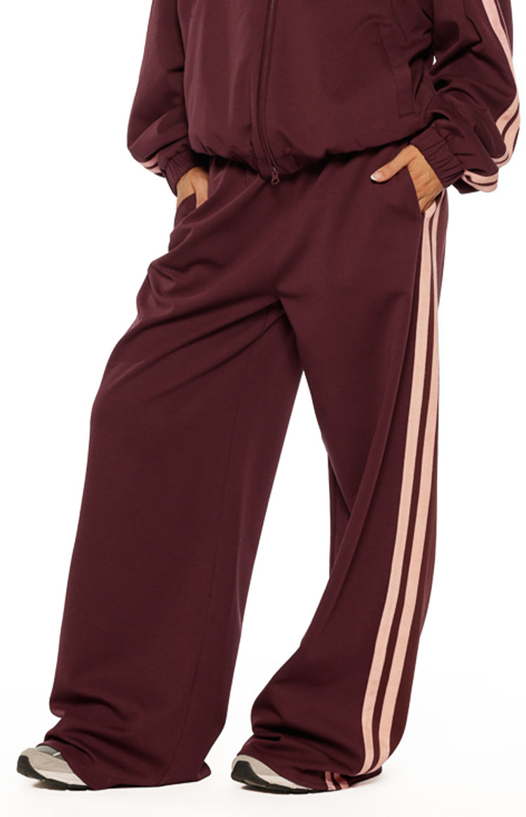 Kosie Burgundy and Pink Stripe Track Pants — 2
