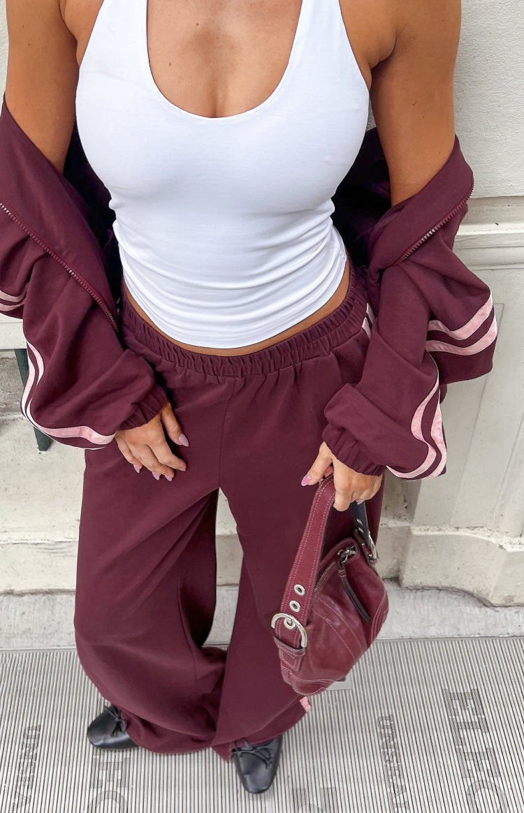 Kosie Burgundy and Pink Stripe Track Pants — 3