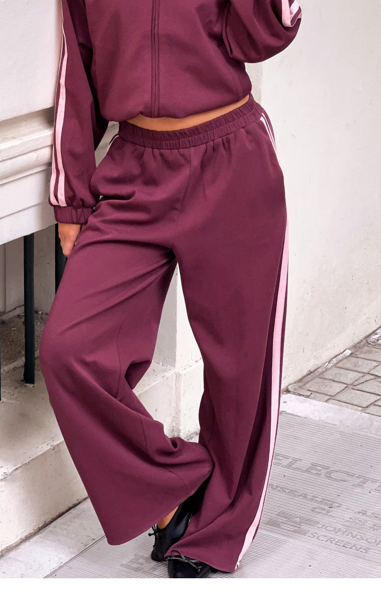 Kosie Burgundy and Pink Stripe Track Pants — 4