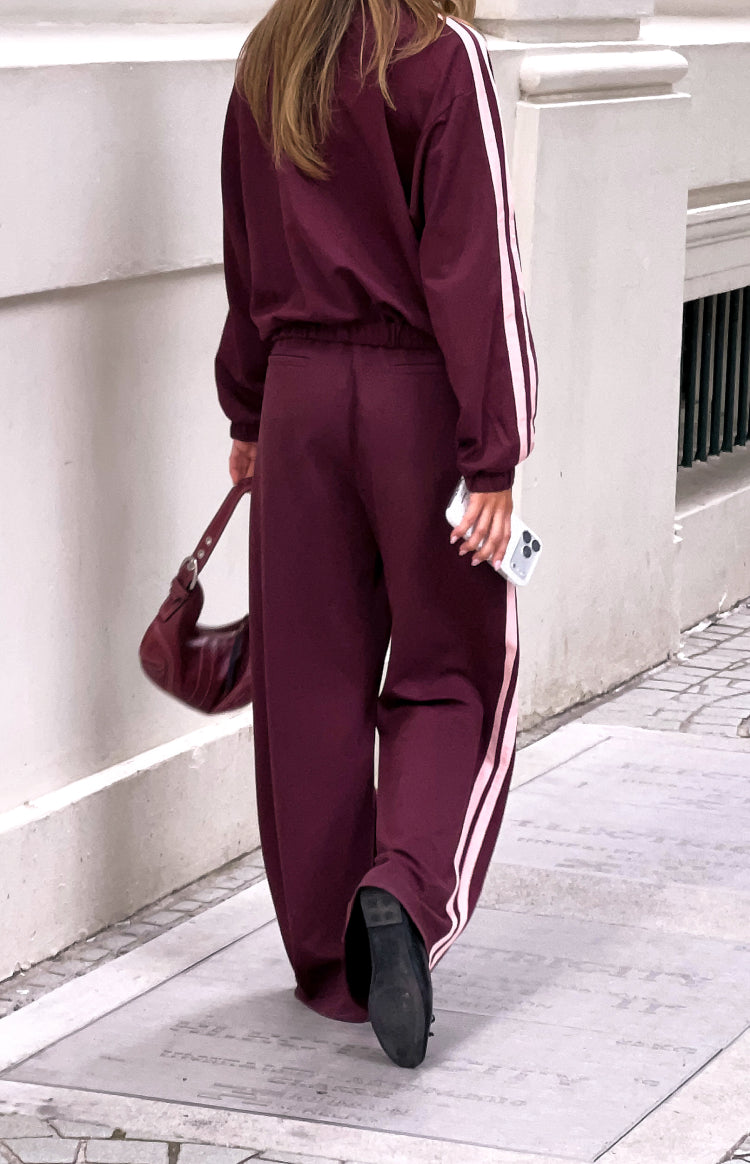 Kosie Burgundy and Pink Stripe Track Pants — 5