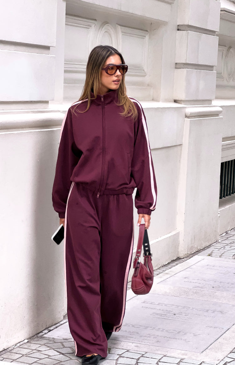 Kosie Burgundy and Pink Stripe Track Pants — 6