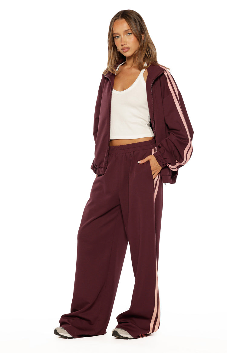 Kosie Burgundy and Pink Stripe Track Pants — 8