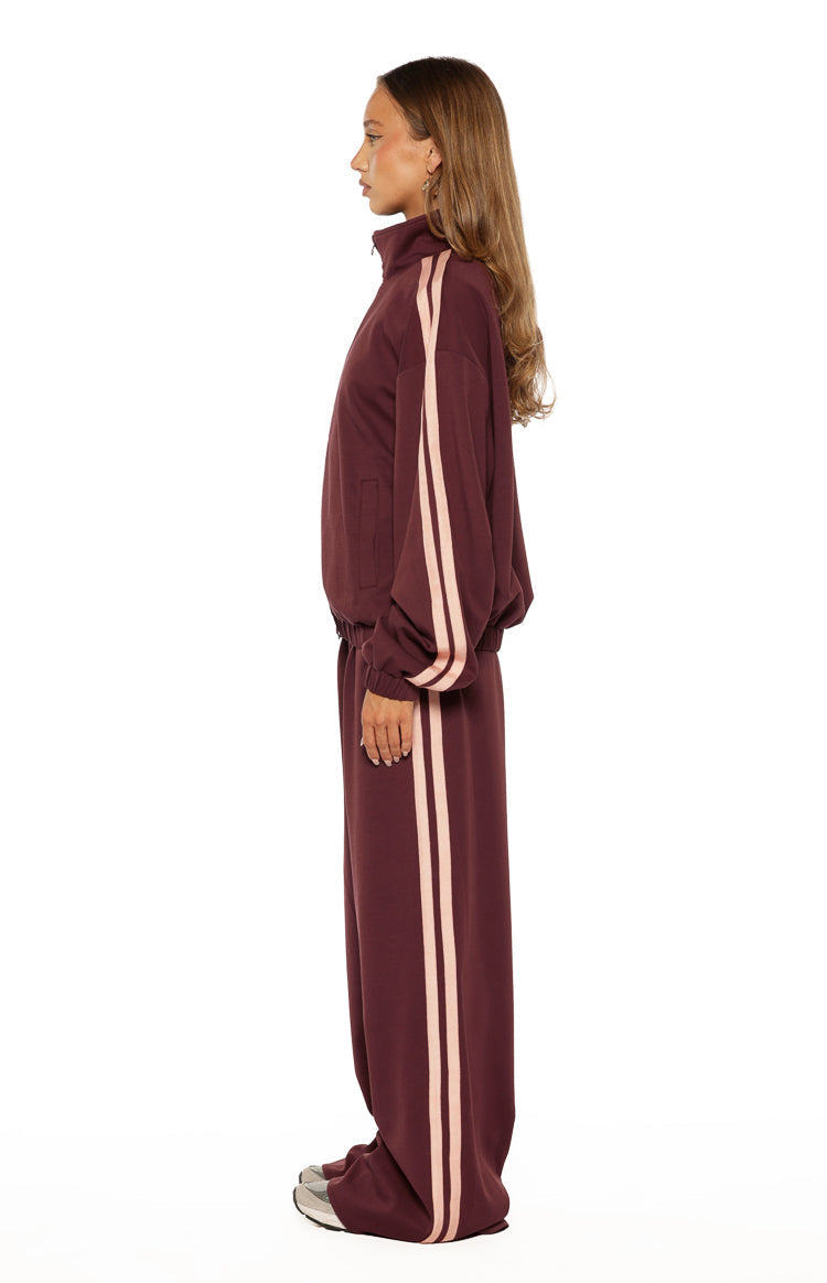 Kosie Burgundy and Pink Stripe Track Pants — 10