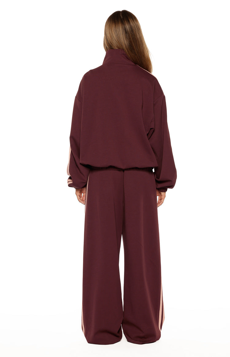 Kosie Burgundy and Pink Stripe Track Pants — 11