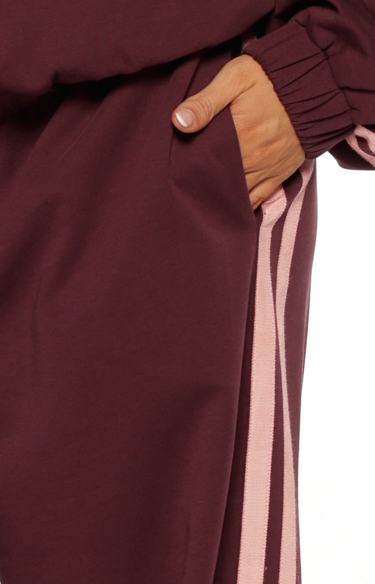 Kosie Burgundy and Pink Stripe Track Pants — 12