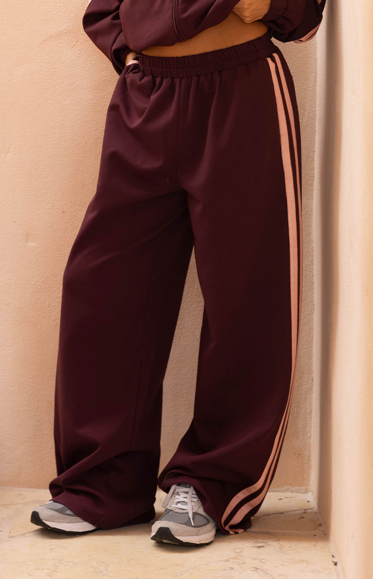 Kosie Burgundy and Pink Stripe Track Pants — 13