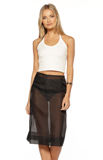 Francesca Black Organza Sheer Midi Skirt Two Piece Set — 1