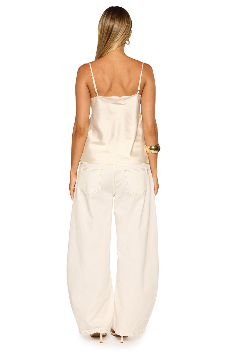 Marci Cream Satin Lace Cami Top — 7