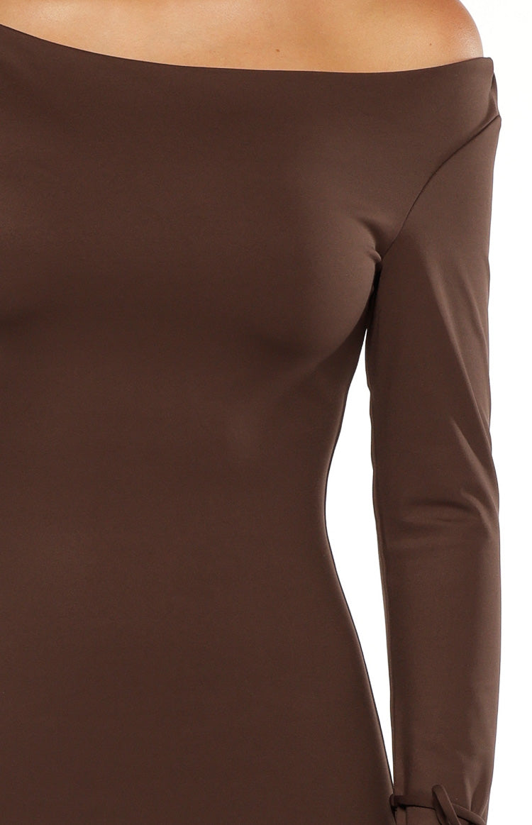 Elisha Chocolate Jersey Maxi Dress — 10