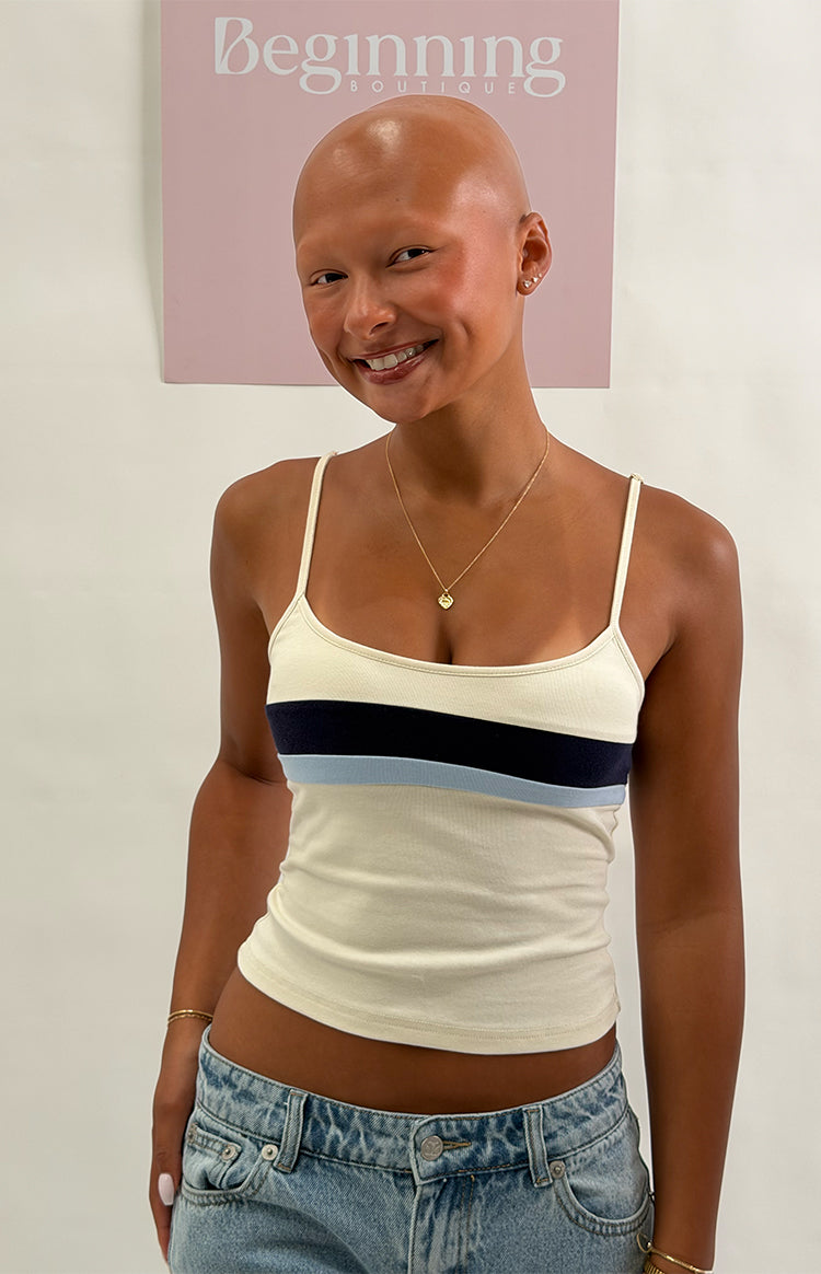 Leya White Contrast Stripe Singlet — 1