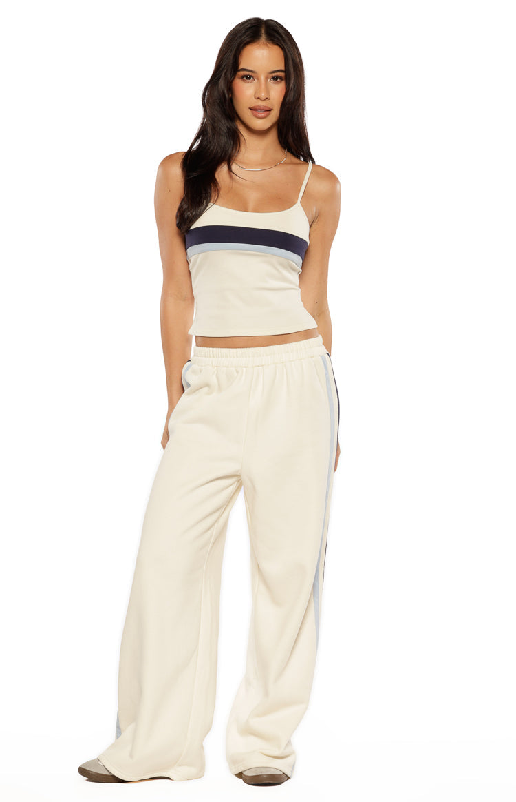 Leya White Contrast Stripe Pants — 1