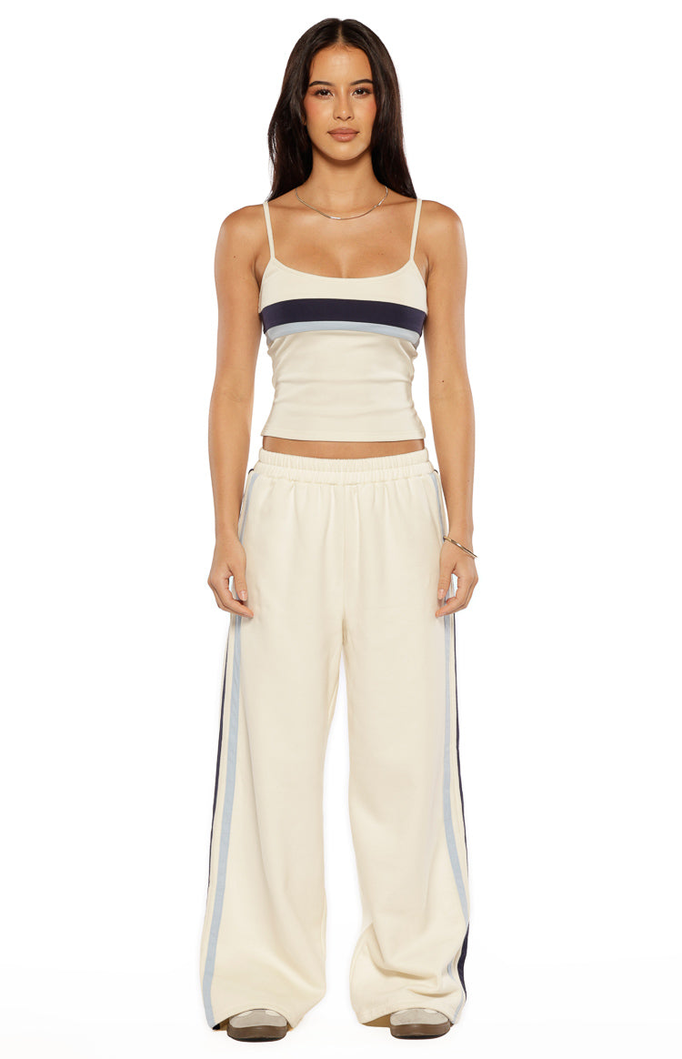 Leya White Contrast Stripe Pants — 5