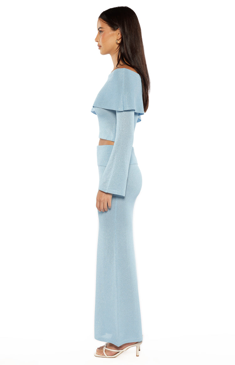 Simona Blue Maxi Knit Skirt — 10