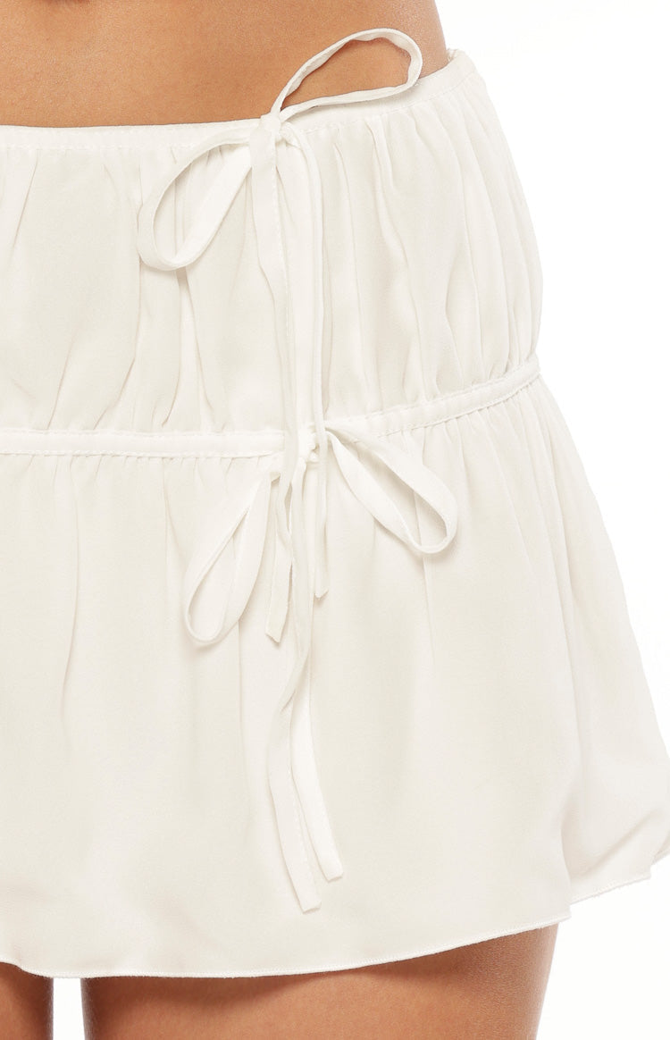 Peyton White Ruched Mini Skirt — 11