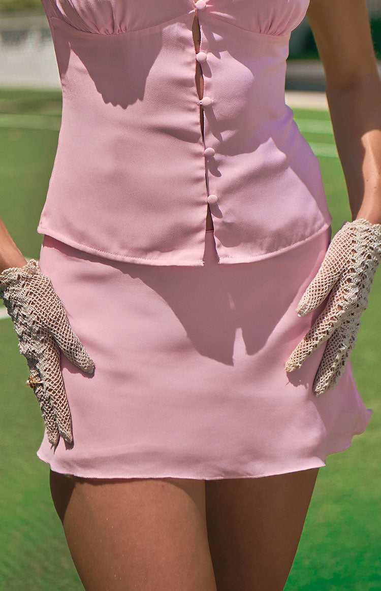 Delta Pink Woven Mini Skirt — 1