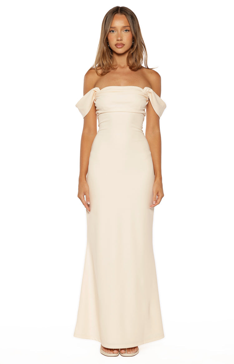 Ella Cream Crepe Formal Maxi Dress — 2