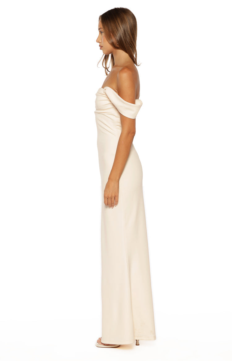 Ella Cream Crepe Formal Maxi Dress — 3