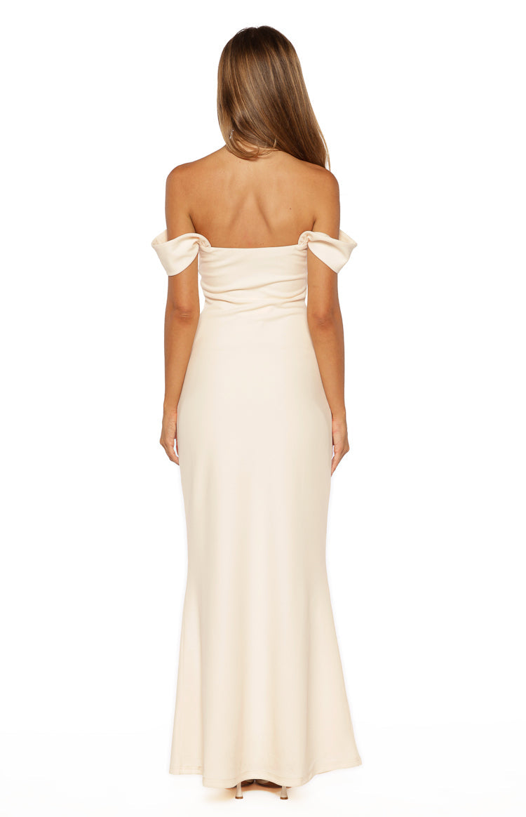 Ella Cream Crepe Formal Maxi Dress — 4
