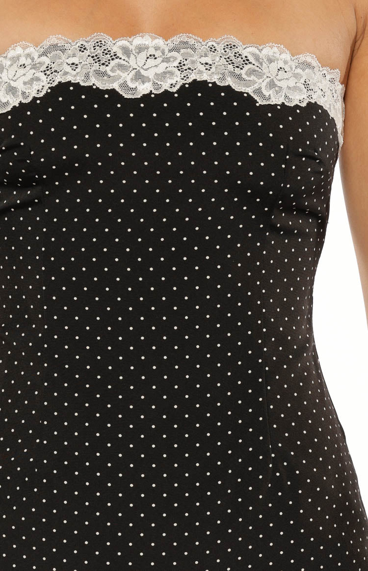 Earlette Black Polka Dot Lace Mini Dress — 9