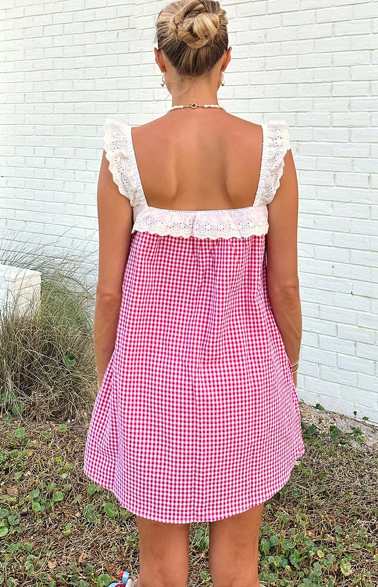 Harry Red Gingham Lace Mini Dress — 12