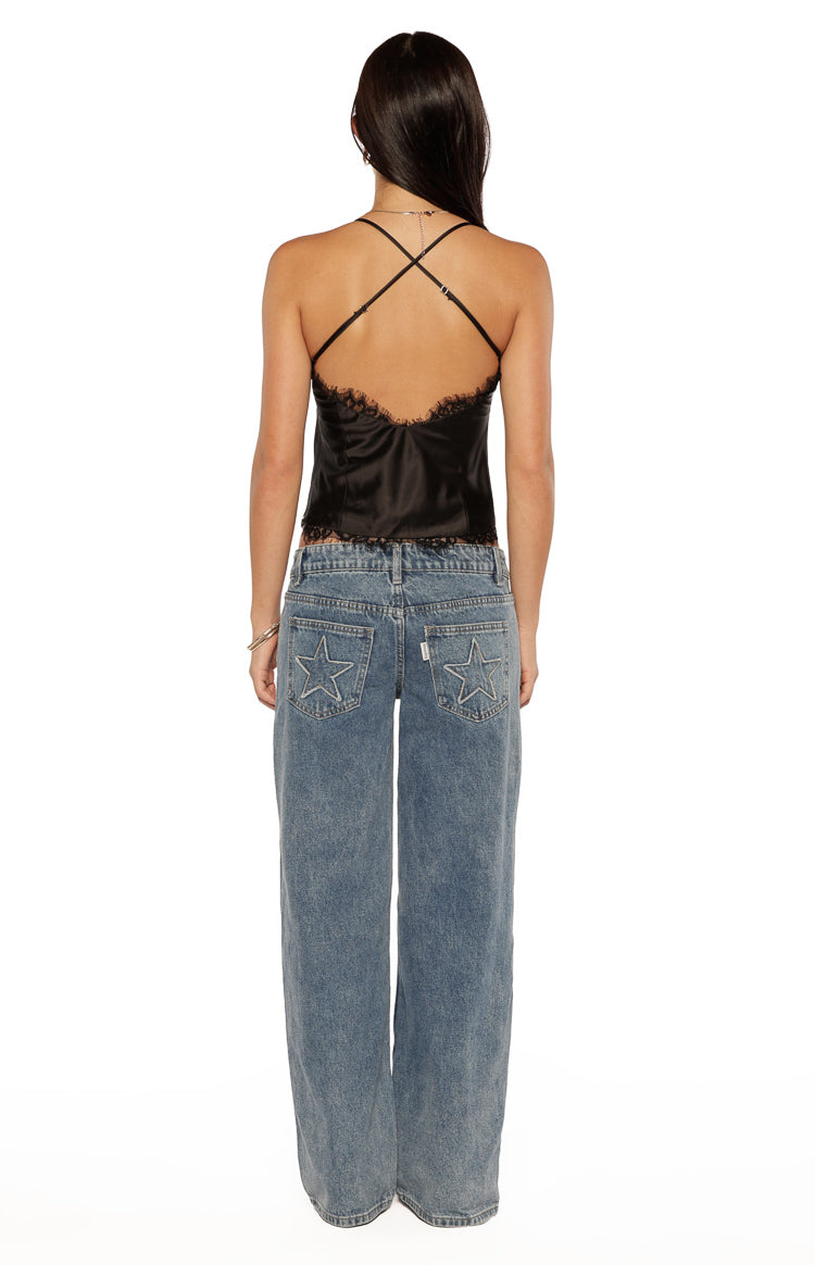 Kai Black Lace Trim Cami Top — 5