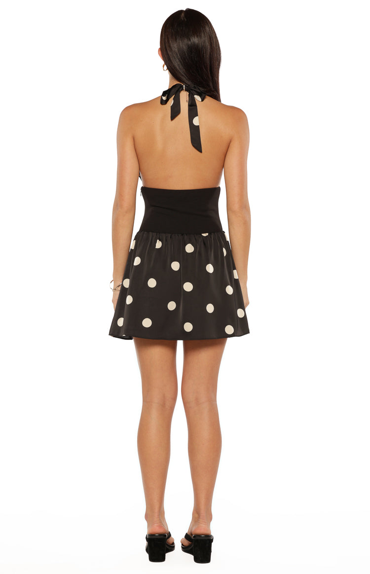 Lilia Black Polka Dot Halter Neck Mini Dress — 13