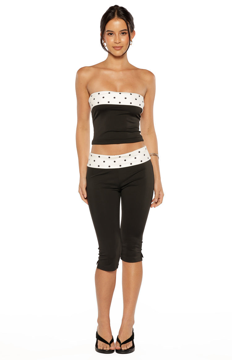 Reece Black Polka Dot Band Capris — 1