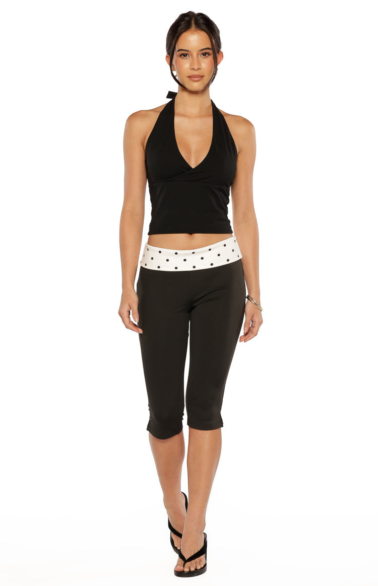 Reece Black Polka Dot Band Capris — 10