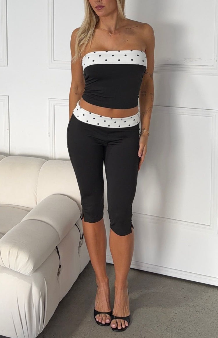 Reece Black Polka Dot Band Capris — 17