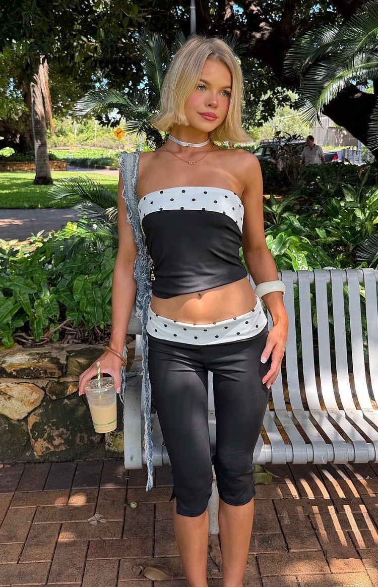 Reece Black Polka Dot Band Capris — 19